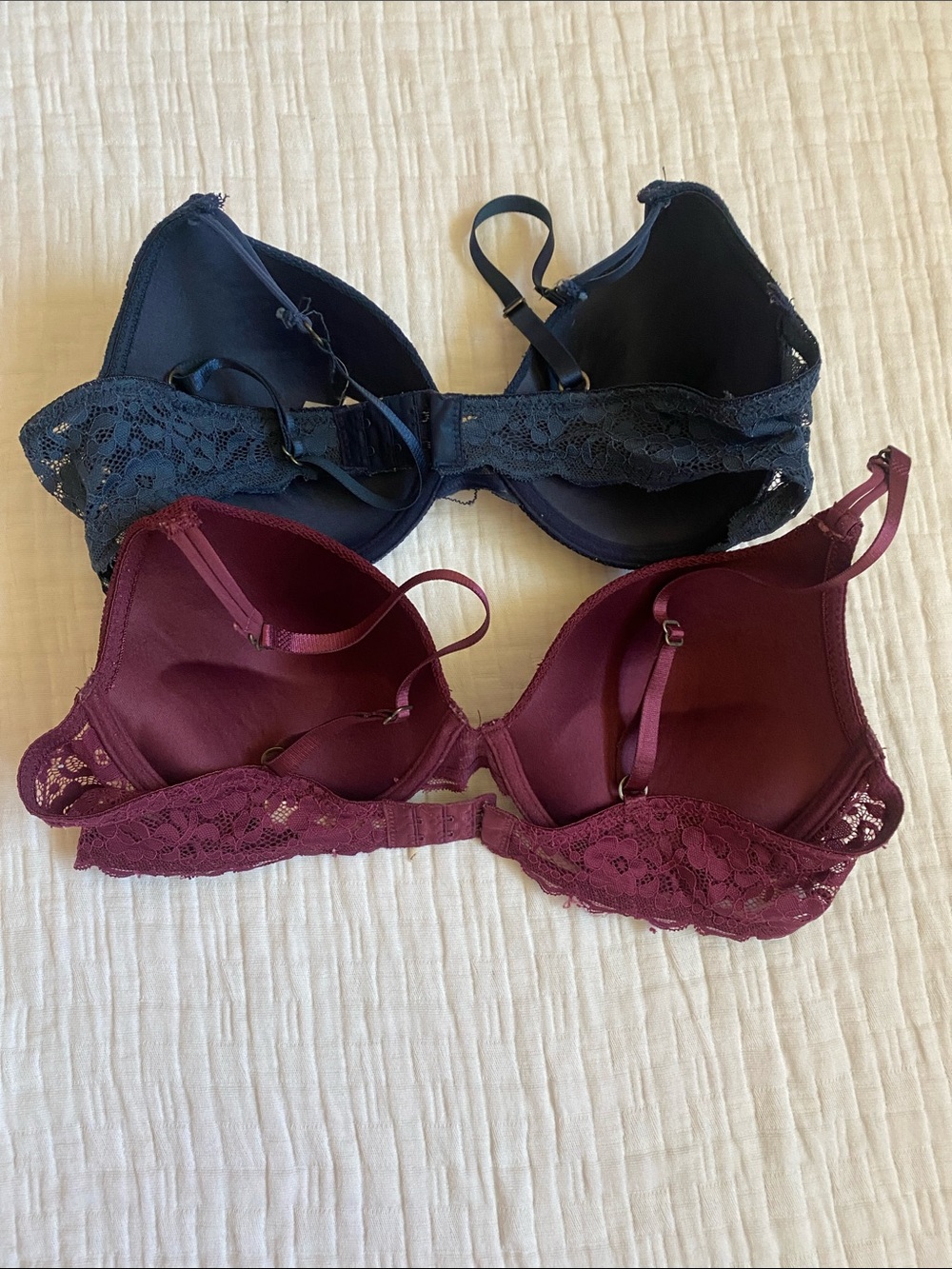 LUCY BRAND  Lace-Trim T-Shirt Bras - Navy and Wine - Picture 3 of 5